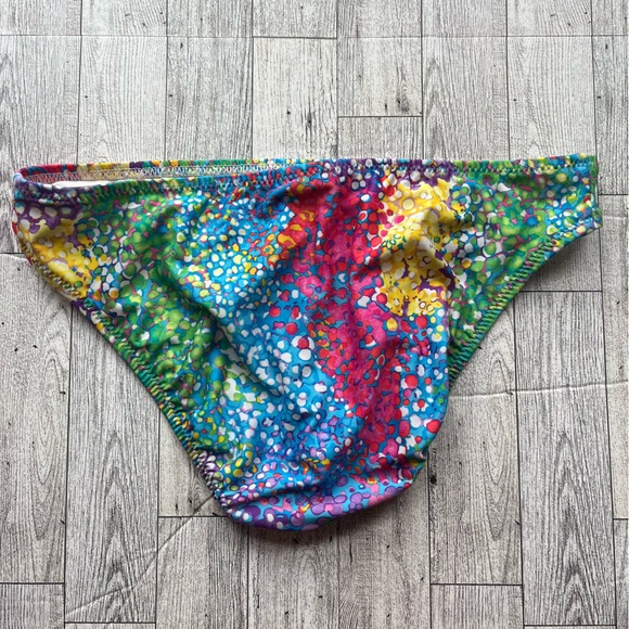 ABS Allen Schwartz bright colorful pattern twist bandeau style bikini size 6 - Picture 8 of 13